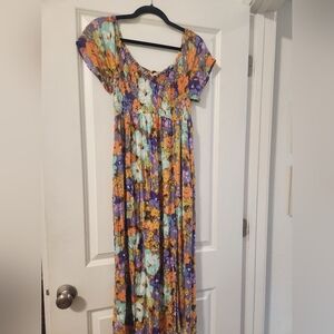 O'neil Floral Maxi Dress with Purple and Orange